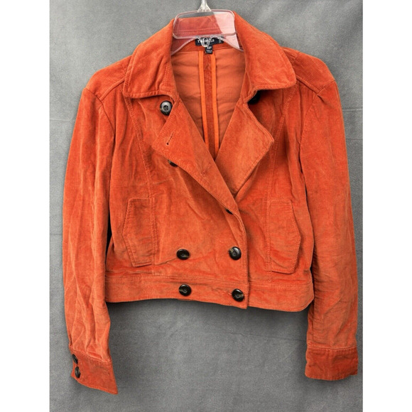 Rafaella orange corduroy jacket blazer Womens 10P double breasted retro 90s Y2K - Picture 1 of 16